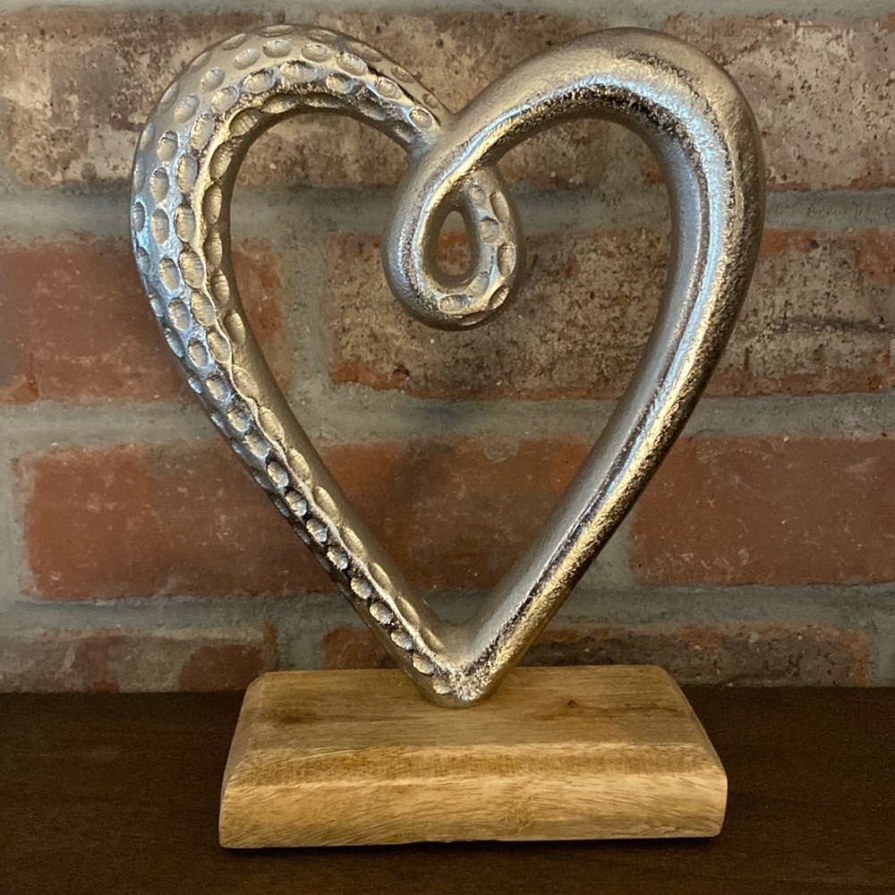 ♥️ Silver & natural wood heart ♥️